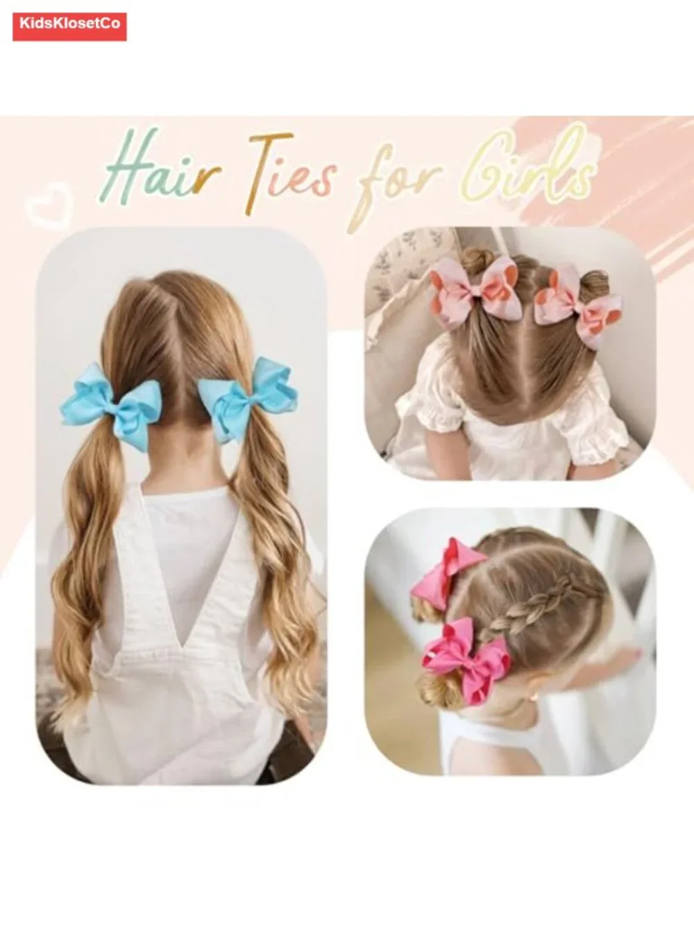 40pcs 4.5in Boutique Pops Hair Bows Elastic Hair Ties Grosgrain Ribbon Big